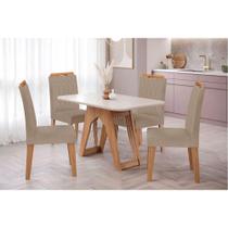 Conjunto: Mesa de Cozinha Carol Tampo Madeirado c/ Vidro 130x80cm e 4 Cadeiras Paola Nature/Suede Joli Chocolate - Cimol Conjunto: Mesa de Cozinha Carol Tampo Madeirado c/ Vidro 130x80cm e 4 Cadeiras Paola Nature/Suede Joli Chocolate - Cimol