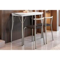 Conjunto: Mesa de Cozinha Dobrável e 2 Banquetas 105 Prata/Branco - Prata/Preto - Carraro
