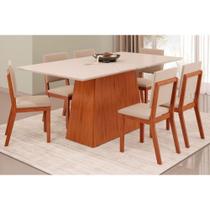 Conjunto: Mesa de Cozinha Dulce Tampo Madeirado c/ Vidro Reto 180x90cm e 6 Cadeiras Talia Freijo/Off White - Suede Creme - DJ Móveis Conjunto: Mesa de Cozinha Dulce Tampo Madeirado c/ Vidro Reto 180x90cm e 6 Cadeiras Talia Freijo/Off White - Suede Creme - DJ Móveis