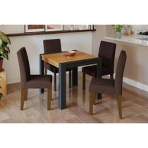 Conjunto: Mesa de Cozinha Grace Tampo Madeirado 90x90cm e 4 Cadeiras Milena Nature/Suede Joli Chocolate - Cimol Conjunto: Mesa de Cozinha Grace Tampo Madeirado 90x90cm e 4 Cadeiras Milena Nature/Suede Joli Chocolate - Cimol