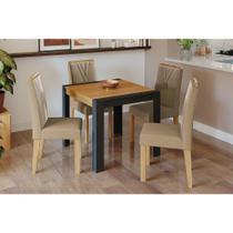 Conjunto: Mesa de Cozinha Grace Tampo Madeirado 90x90cm e 4 Cadeiras Nicole Savana/Nature-Suede Nude Bege - Cimol Conjunto: Mesa de Cozinha Grace Tampo Madeirado 90x90cm e 4 Cadeiras Nicole Savana/Nature-Suede Nude Bege - Cimol