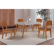 Conjunto: Mesa de Cozinha Havana Curvo 120cm + 4 Cadeiras Havana Naturale/Off White - Corano Capuccino - Rufato Conjunto: Mesa de Cozinha Havana Curvo 120cm + 4 Cadeiras Havana Naturale/Off White - Corano Capuccino - Rufato