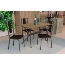 Conjunto: Mesa de Cozinha Loire Tampo Madeirado 90x160cm e 4 Cadeiras Lisboa Bronze/Freijo - Marrom - Kappesberg Conjunto: Mesa de Cozinha Loire Tampo Madeirado 90x160cm e 4 Cadeiras Lisboa Bronze/Freijo - Marrom - Kappesberg