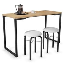 Conjunto Mesa de Cozinha Prattica Industrial 120cm com 2 Banquetas F02 Nature/Branco - Mpozenato