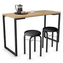 Conjunto Mesa de Cozinha Prattica Industrial 120cm com 2 Banquetas F02 Nature/Preto - Mpozenato Conjunto Mesa de Cozinha Prattica Industrial 120cm com 2 Banquetas F02 Nature/Preto - Mpozenato