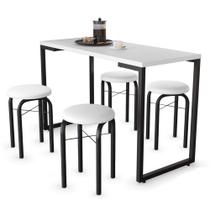 Conjunto Mesa de Cozinha Prattica Industrial 120cm com 4 Banquetas F02 Branco - Mpozenato