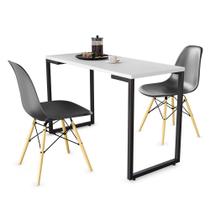 Conjunto Mesa de Cozinha Prattica Industrial 120cm e 2 Cadeiras Eames F02 Branco/Preto - Mpozenato Conjunto Mesa de Cozinha Prattica Industrial 120cm e 2 Cadeiras Eames F02 Branco/Preto - Mpozenato