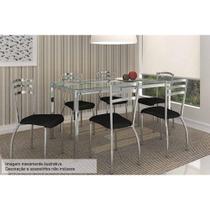 Conjunto: Mesa de Cozinha Reno c/ Tampo de Vidro 150cm + 6 Cadeiras Portugal Cromada/Preto - Kappesberg