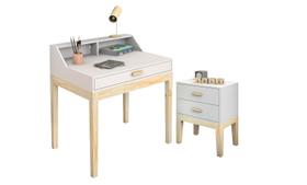 conjunto mesa de estudo 1 gaveta mais mesa de cabeceira 2 gavetas teens branco