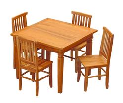 Conjunto Mesa de Jantar 1 x 1 M 4 Cadeiras Mineira Madeira Demolição Natural