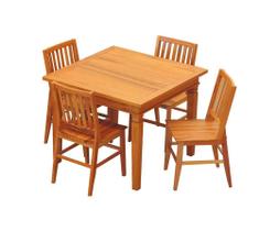 Conjunto Mesa de Jantar 1 x 1 M 4 Cadeiras Mineira Madeira Demolição Natural