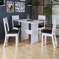 Conjunto Mesa De Jantar 108cm Com 4 Cadeiras Multimóveis CR50203 Branco-preto Conjunto Mesa De Jantar 108cm Com 4 Cadeiras Multimóveis CR50203 Branco-preto