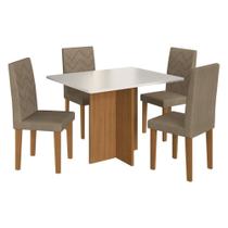 Conjunto Mesa De Jantar 110cm Com 4 Cadeiras Multimóveis CR50208 Cacau Freijó-off White-cacau Conjunto Mesa De Jantar 110cm Com 4 Cadeiras Multimóveis CR50208 Cacau Freijó-off White-cacau