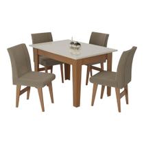 Conjunto Mesa de Jantar 120 cm com 4 Cadeiras Tokio Multimóveis EX1004 Madeirado/Off White/Mascavo