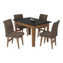 Conjunto Mesa de Jantar 120 cm com 4 Cadeiras Tokio Multimóveis EX1004 Madeirado/Preto/Castor