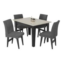 Conjunto Mesa de Jantar 120 cm com 4 Cadeiras Tokio Multimóveis EX1004 Preto/Off White/Grafite