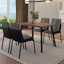Conjunto Mesa de Jantar 120cm c/ 4 Cadeiras Hug Estofadas NP