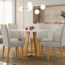 Conjunto Mesa de Jantar 1,20m Lectus Tampo MDF com Vidro e 4 cadeiras Itália Ypê/Off/Ln04 - New Ceval Conjunto Mesa de Jantar 1,20m Lectus Tampo MDF com Vidro e 4 cadeiras Itália Ypê/Off/Ln04 - New Ceval