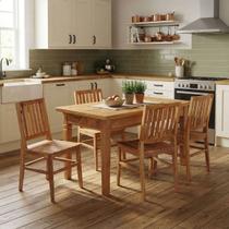 Conjunto Mesa de Jantar 120x80 cm 4 Cadeiras Madri em Madeira Maciça