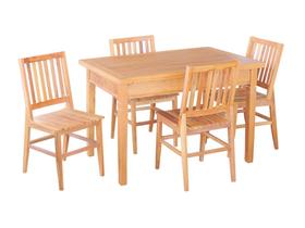 Conjunto Mesa de Jantar 120x80cm 4 Cadeiras Conforto Madeira de Demolição Peroba Rosa Natural