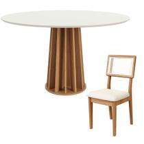 Conjunto Mesa de Jantar 1,35m com Vidro + 6 Cadeiras em MDF
