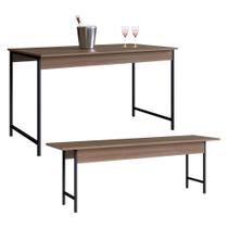 Conjunto Mesa de Jantar 136cm com 2 Bancos Multimóveis CR50061 Montana/Preto