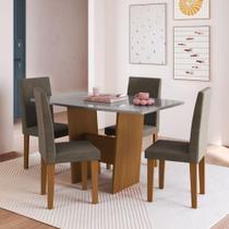 Conjunto Mesa De Jantar 137cm Com 4 Cadeiras Multimóveis CR50210 Freijó-titânio-cacau