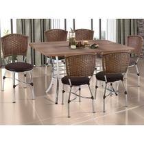 Conjunto Mesa De Jantar 137cm Com 6 Cadeiras Multimóveis Cr50140 Nogueira Marrom Conjunto Mesa De Jantar 137cm Com 6 Cadeiras Multimóveis Cr50140 Nogueira Marrom