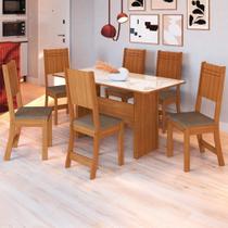 Conjunto Mesa De Jantar 150cm Com 6 Cadeiras Multimóveis CR50207 Cacau Freijó-off White-cacau Conjunto Mesa De Jantar 150cm Com 6 Cadeiras Multimóveis CR50207 Cacau Freijó-off White-cacau