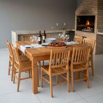Conjunto Mesa de Jantar 1,5x1,5M 8 Cadeiras Madri Madeira Maciça Conjunto Mesa de Jantar 1,5x1,5M 8 Cadeiras Madri Madeira Maciça