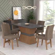 Conjunto Mesa de Jantar 160 cm com 6 cadeiras Nairobi Multimóveis EX1011 Madeirado/Grafite/Castor