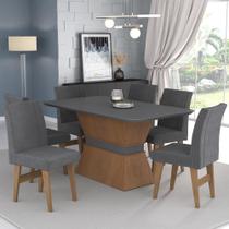 Conjunto Mesa de Jantar 160 cm com 6 cadeiras Oslo Multimóveis EX1010 Madeirado/Grafite