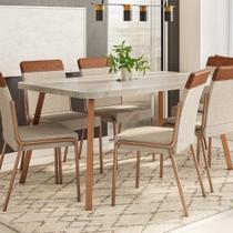 Conjunto Mesa de Jantar 160cm + 6 Cadeiras Duo Estofada PR