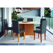 Conjunto Mesa De Jantar 170cm Com 6 Cadeiras Multimóveis CR50209 Freijó-off White-grafite Conjunto Mesa De Jantar 170cm Com 6 Cadeiras Multimóveis CR50209 Freijó-off White-grafite