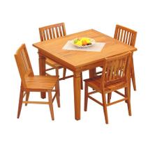 Conjunto Mesa de Jantar 1x1m 4 Cadeiras Conforto Madeira de Demolição Peroba Rosa Natural