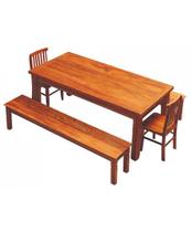 Conjunto Mesa de Jantar 2m 2 Bancos 2 Cadeiras Mineira Madeira de Demolição Peroba Rosa Natural