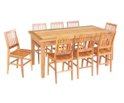 Conjunto Mesa de Jantar 2m com 8 Cadeiras Conforto Madeira Demolição Peroba Rosa Natural - Mattos Móveis Rústicos