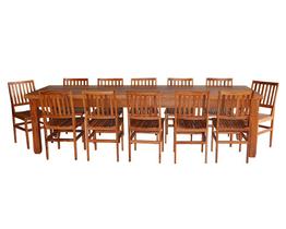 Conjunto Mesa de Jantar 3m 12 Cadeiras Conforto Madeira de Demolição Natural