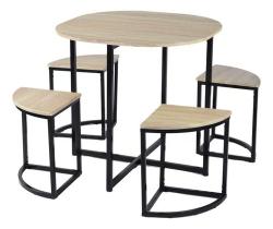 Conjunto Mesa De Jantar + 4 Cadeiras Compact Slim - Bege