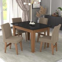 Conjunto Mesa De Jantar 4 Cadeiras Madeirado/Preto/Mascavo Conjunto Mesa De Jantar 4 Cadeiras Madeirado/Preto/Mascavo