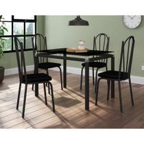 Conjunto Mesa de Jantar 4 Cadeiras Malva Tampo Vidro 107cm SF Preto 121 Assento Preto - Movelpolo Conjunto Mesa de Jantar 4 Cadeiras Malva Tampo Vidro 107cm SF Preto 121 Assento Preto - Movelpolo