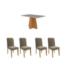 Conjunto Mesa de Jantar 4 Cadeiras MDF Cimol Branco Bege