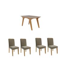 Conjunto Mesa de Jantar 4 Cadeiras MDF Cimol Branco Bege