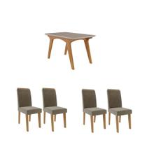 Conjunto Mesa de Jantar 4 Cadeiras MDF Cimol Branco Bege