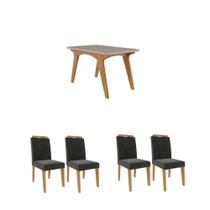 Conjunto Mesa de Jantar 4 Cadeiras MDF Cimol Branco Cinza