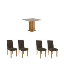 Conjunto Mesa de Jantar 4 Cadeiras MDF Cimol Branco Cinza