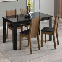 Conjunto Mesa de Jantar 4 Cadeiras Preto/rustic Kiara