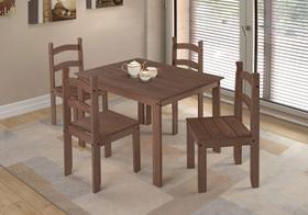 Conjunto Mesa de Jantar 4 Lugares com 4 Cadeiras em Madeira Maciça Arte e Estilo