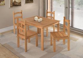 Conjunto Mesa de Jantar 4 Lugares com 4 Cadeiras em Madeira Maciça Arte e Estilo