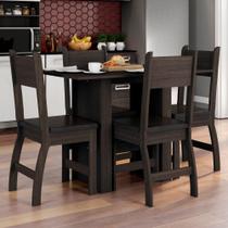 Conjunto Mesa De Jantar 4 Lugares Milano Amêndoa Com Preto